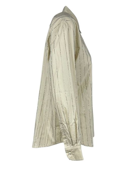 camicia donna strass beige MC2 Saint Barth | MEREDITH-POPELINE STRASS STRIPES11